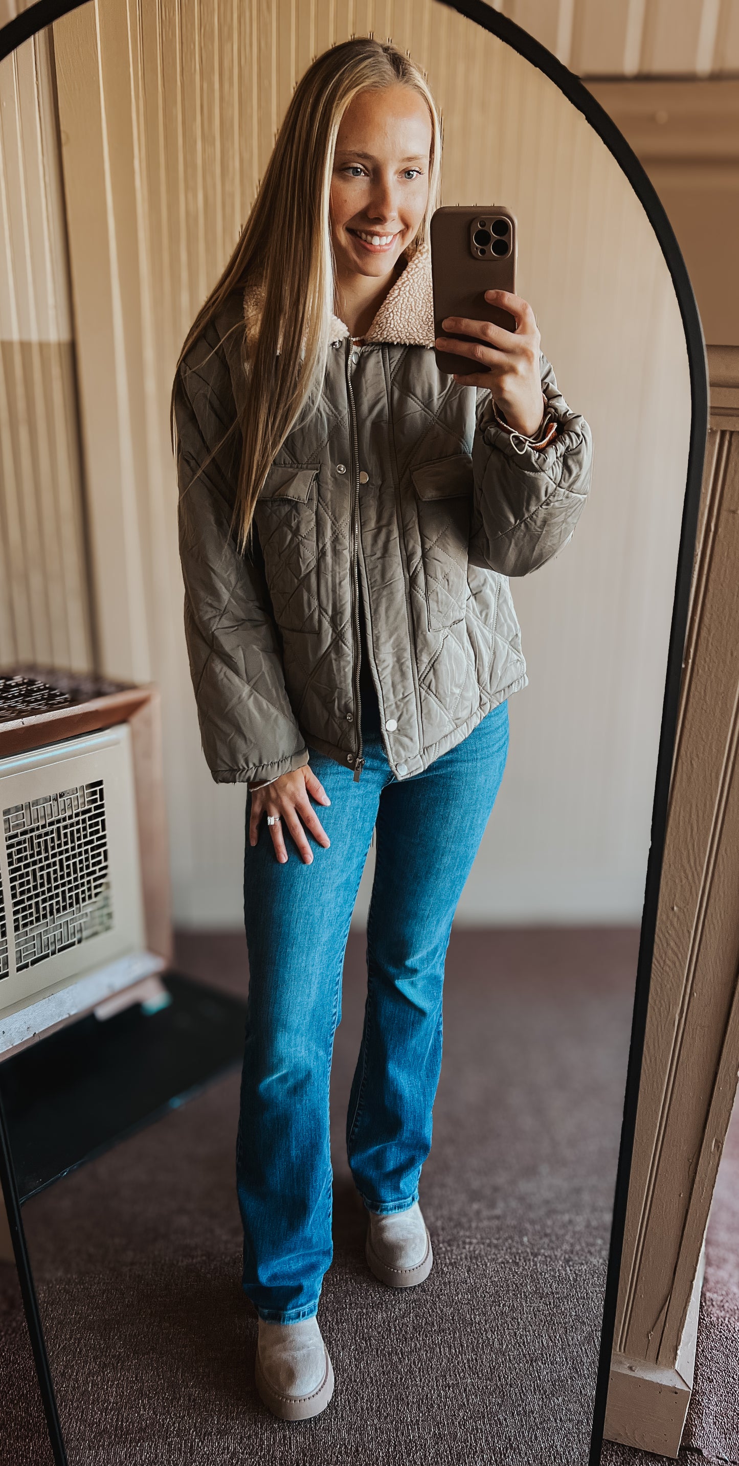teddy collar puffer jacket