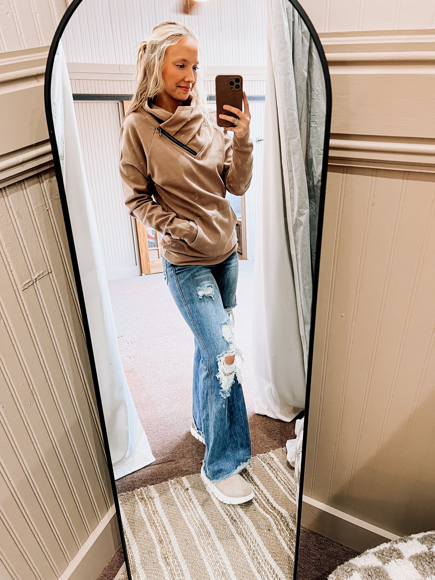classic zoey zip cowl sweatshirt