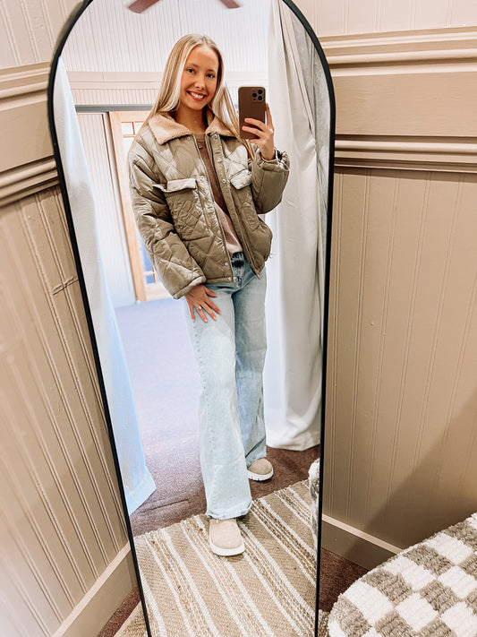 teddy collar puffer jacket
