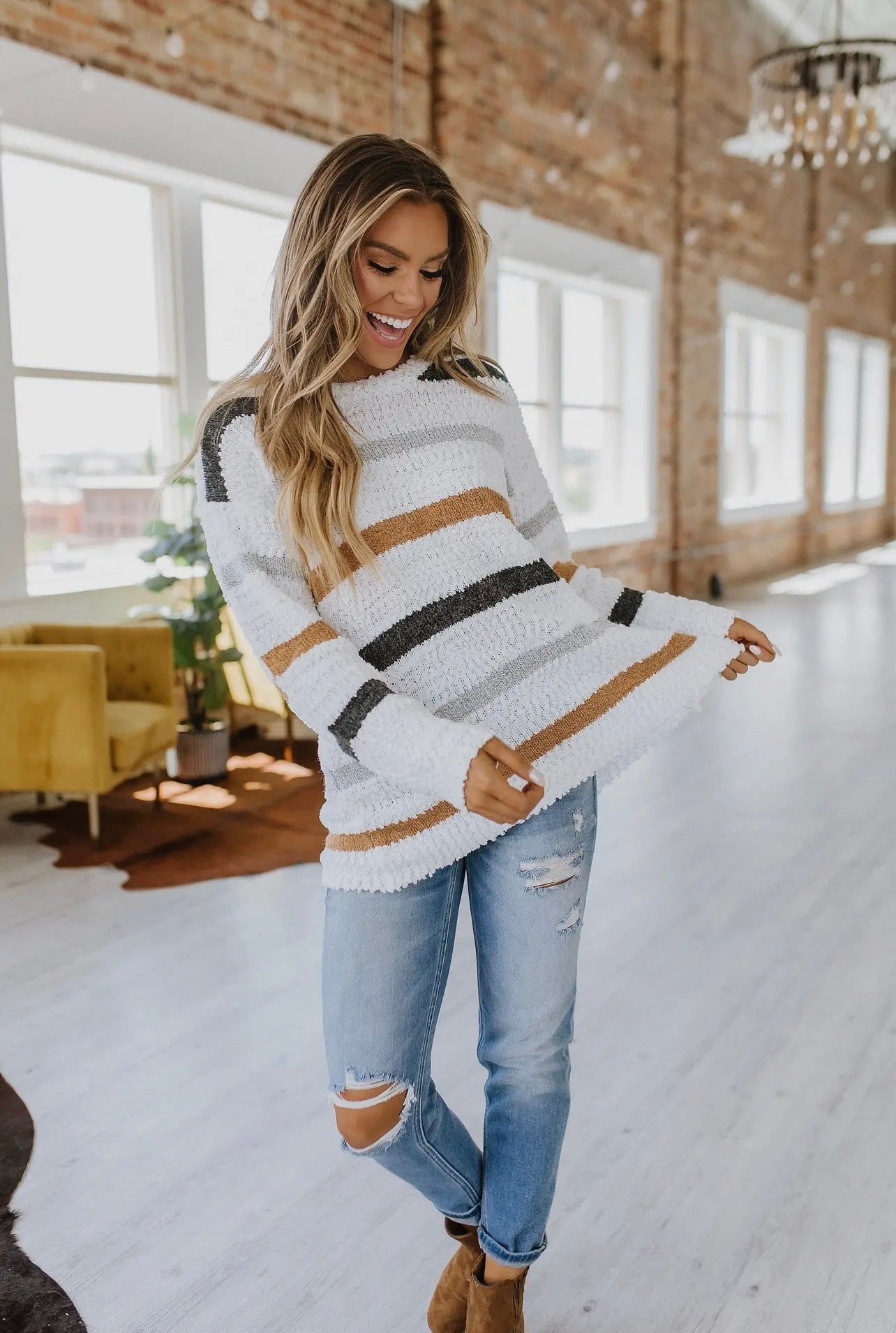 mckinley striped popcorn sweater