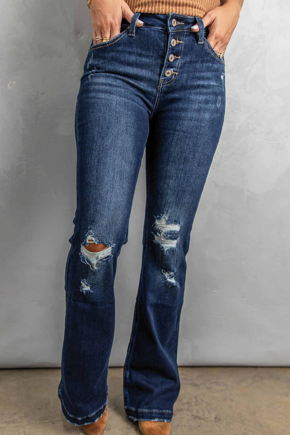 lizzy distressed flare bootcut jeans