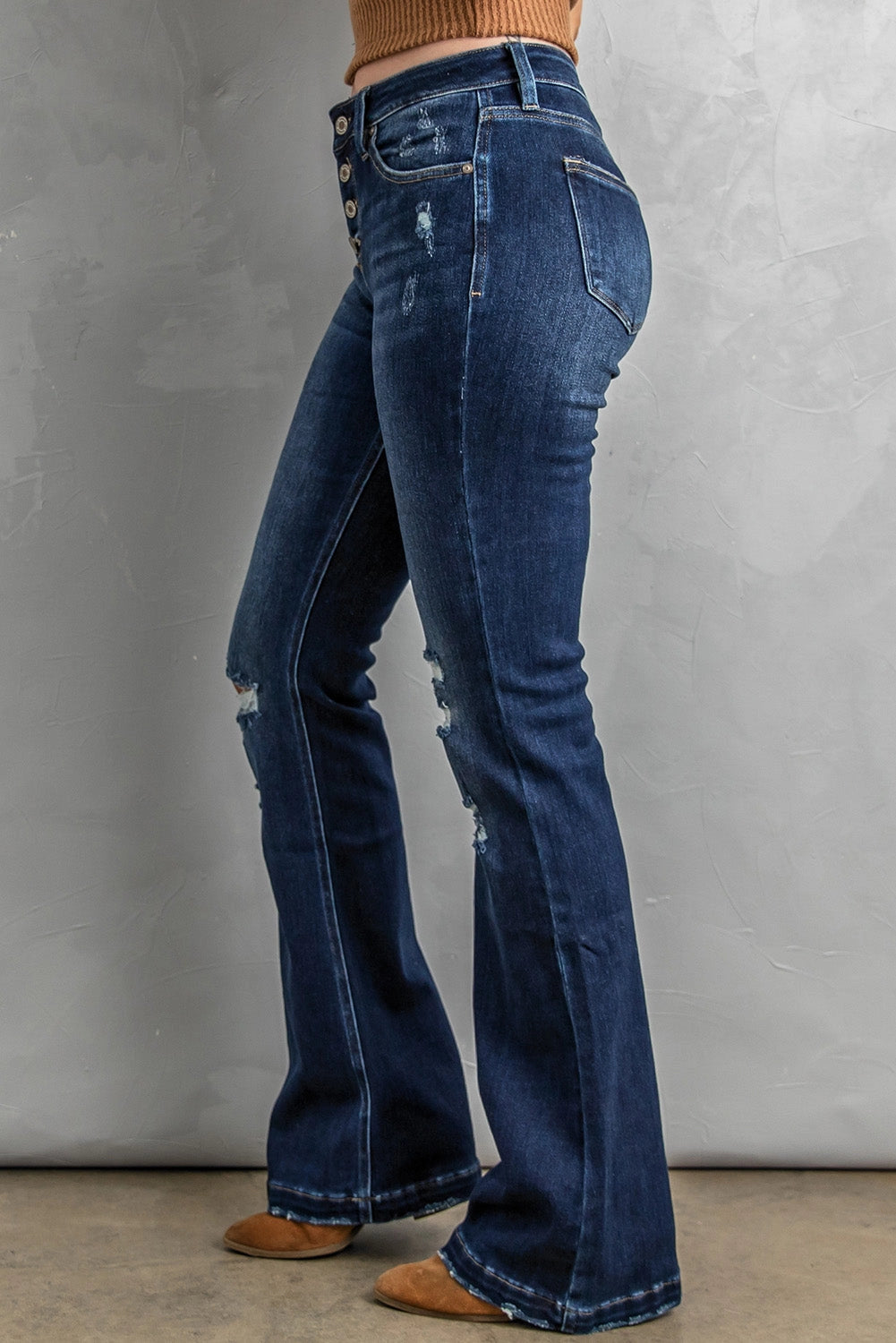 lizzy distressed flare bootcut jeans