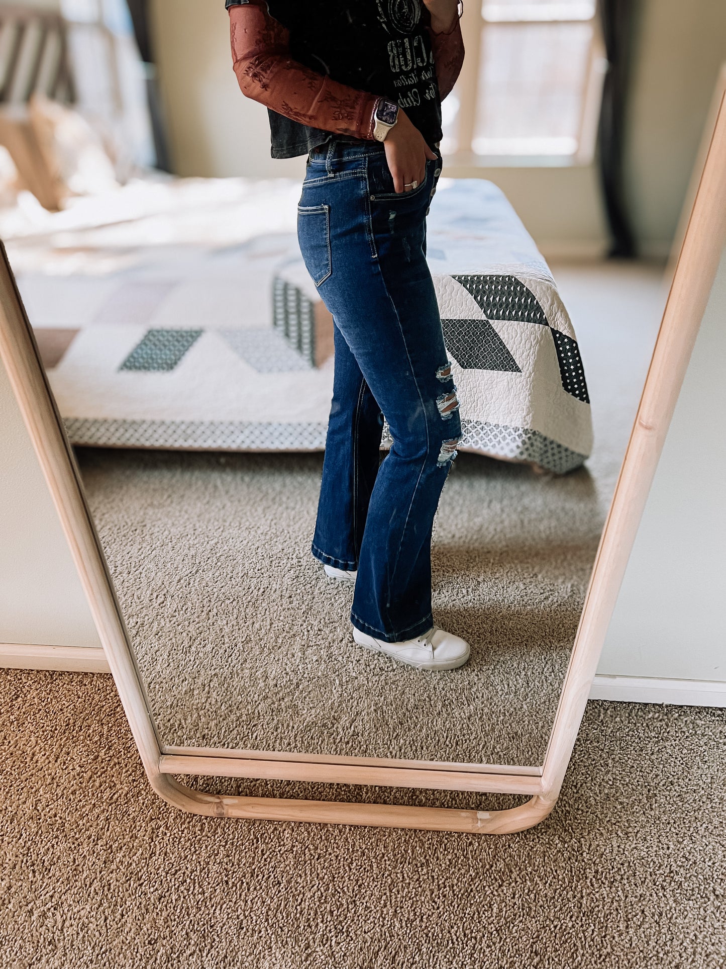 lizzy distressed flare bootcut jeans
