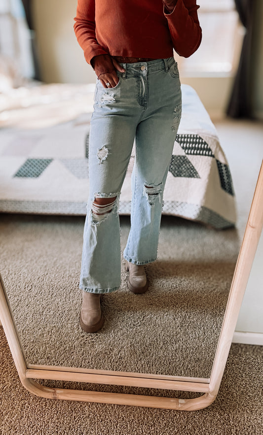 vintage distressed flare jeans